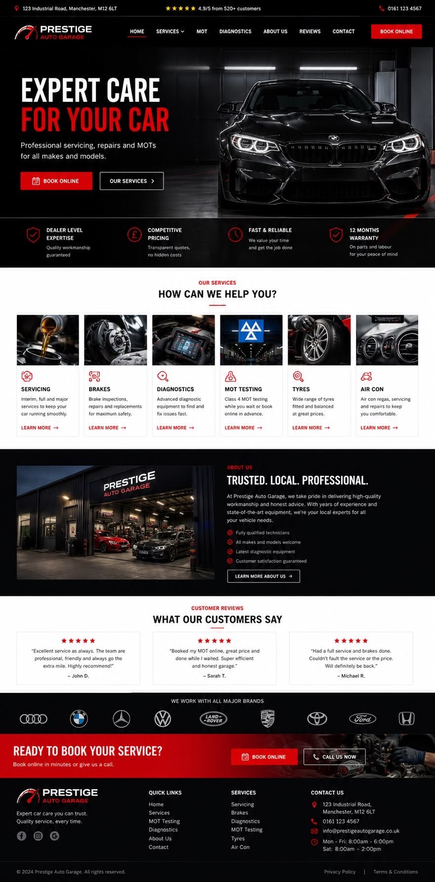 Prestige Auto Garage website