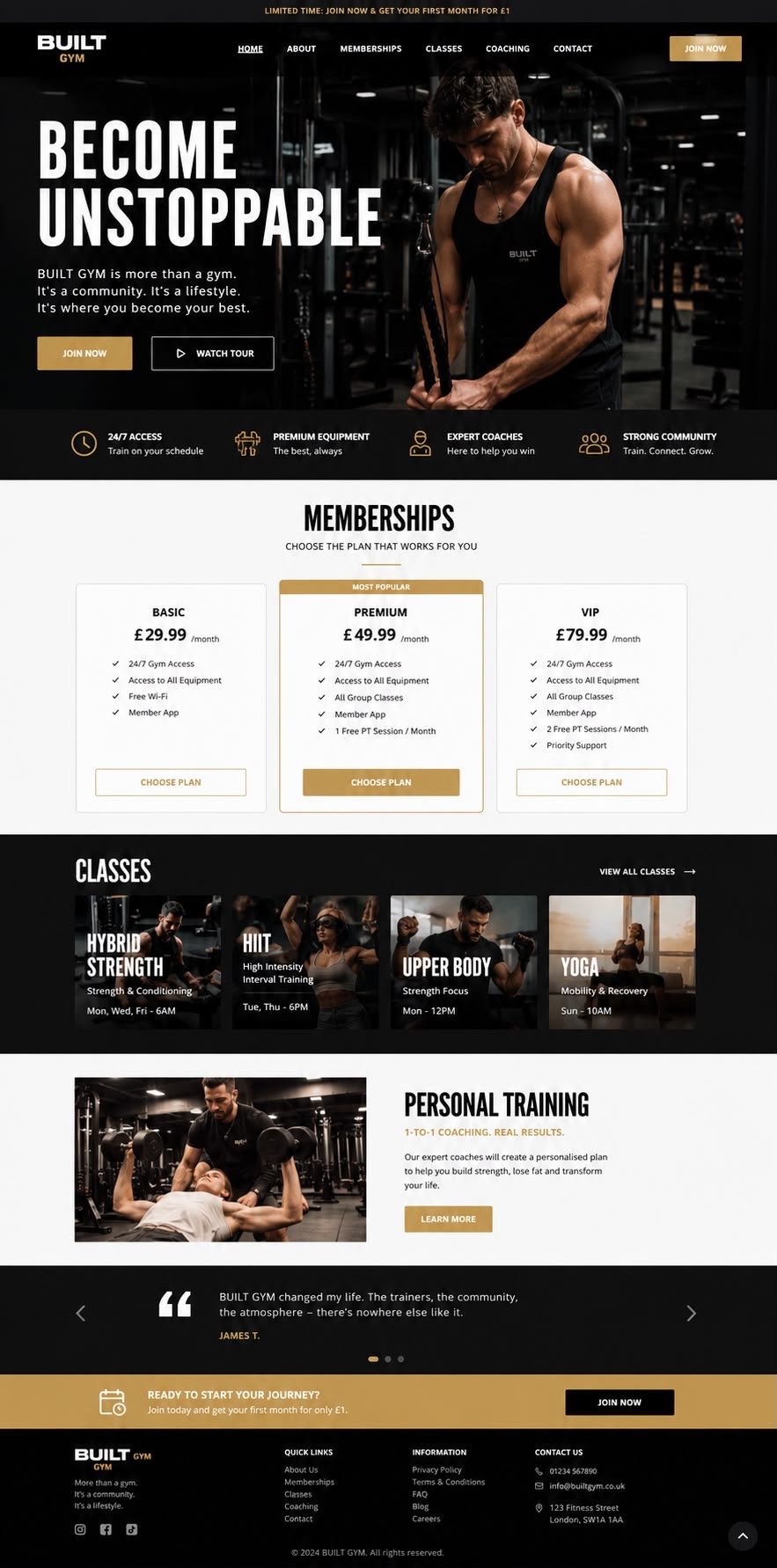 Built Gym website